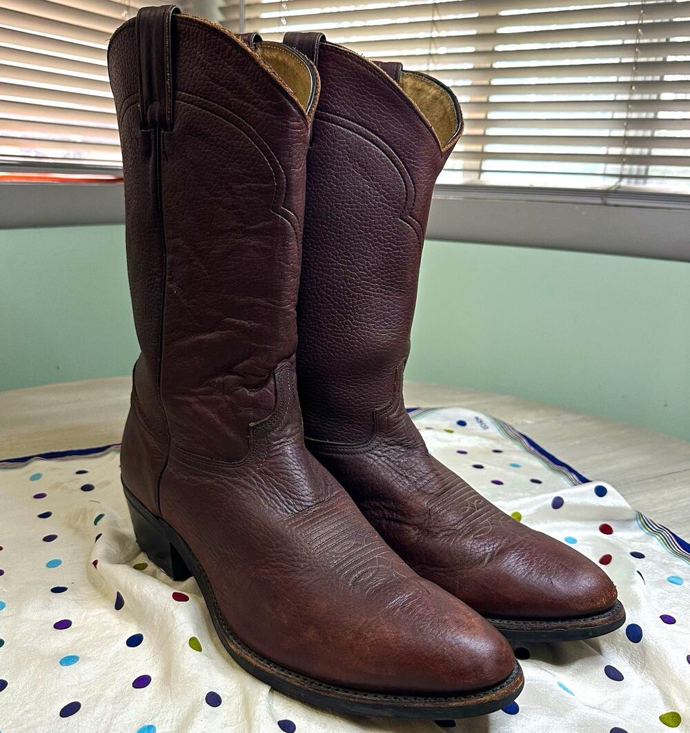 Vintage Abilene Cowboy Boots Mens 12 D Brown Leather Made in USA Neo Comp Sole